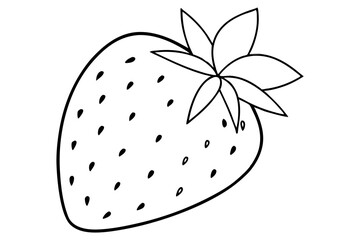 strawberry fruit line art silhouette vector illustration