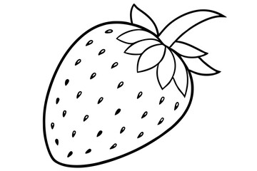 strawberry fruit line art silhouette vector illustration