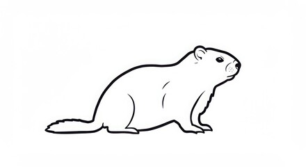 Cute Marmot Illustration, Line Art Marmot Drawing: Perfect for Children's Books, Nature Designs, and Wildlife Projects