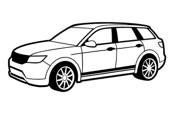 suv coupe car line art silhouette vector illustration