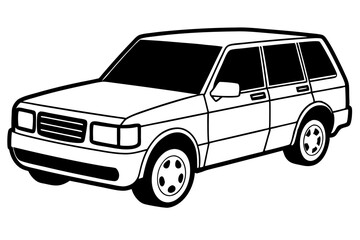 suv coupe car line art silhouette vector illustration