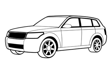 Naklejka premium suv coupe car line art silhouette vector illustration