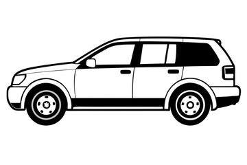 suv coupe car line art silhouette vector illustration