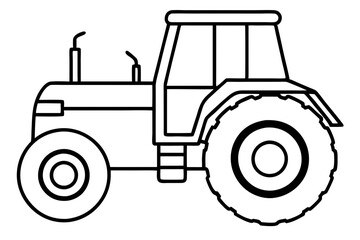 tractor line art silhouette vector illustration