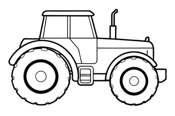 tractor line art silhouette vector illustration