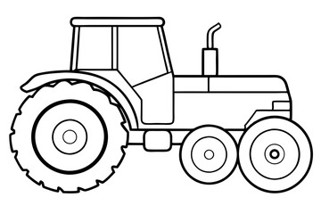 tractor line art silhouette vector illustration