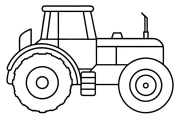 tractor line art silhouette vector illustration