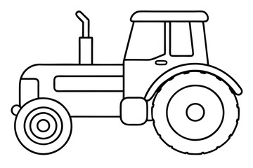 tractor line art silhouette vector illustration