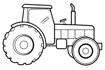 tractor line art silhouette vector illustration