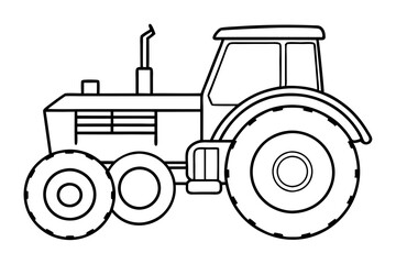 tractor line art silhouette vector illustration