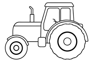 tractor line art silhouette vector illustration