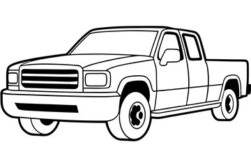 truck line art silhouette vector illustration