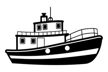 Fototapeta premium tugboat line art silhouette vector illustration