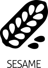A sesame seed and capsule pod food allergen icon concept. Possibly an icon for the allergen or allergy.