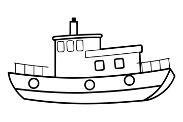 Fototapeta premium tugboat line art silhouette vector illustration