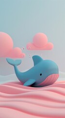 Naklejka premium Whale shark dreamy wallpaper animal dolphin cartoon.