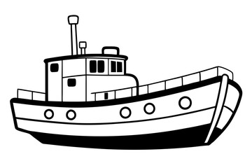 Obraz premium tugboat line art silhouette vector illustration