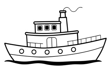 Fototapeta premium tugboat line art silhouette vector illustration