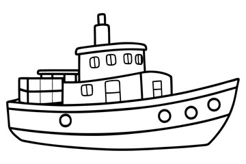 Fototapeta premium tugboat line art silhouette vector illustration