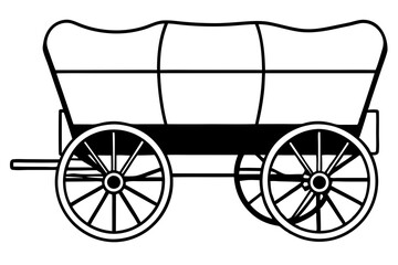 wagon line art silhouette vector illustration