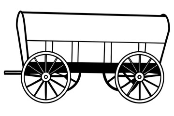 wagon line art silhouette vector illustration
