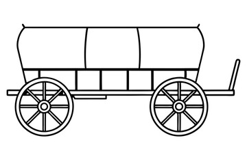 wagon line art silhouette vector illustration