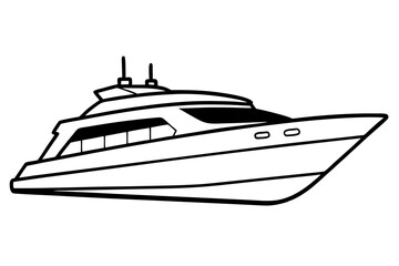 yacht line art silhouette vector illustration
