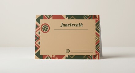 Juneteenth Celebration Card;  Geometric African American Heritage Pattern Invitation Design