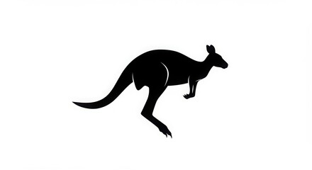 Silhouette of a Leaping Kangaroo - Australian Wildlife Vector Graphic; Kangaroo Silhouette Vector Illustration -  Jumping Marsupial Icon