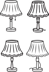 Table lamp interior doodle hand drawn vector image