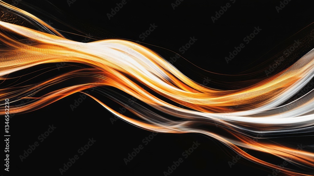 Poster a dynamic digital stream of orange and white lines streaking across a black backdrop, embodying the 