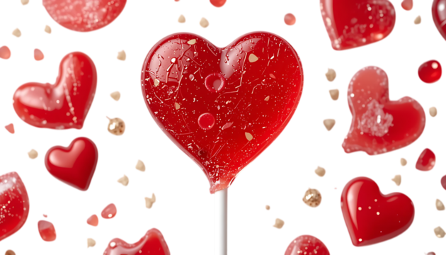 Red heart shaped lollipop 