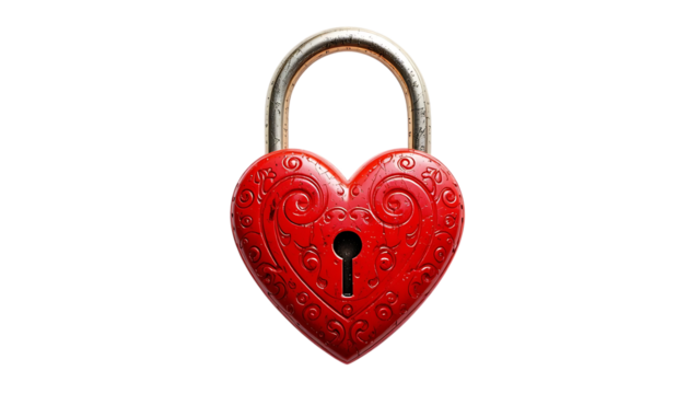 red heart shaped padlock