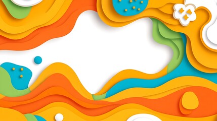 Fototapeta premium Vibrant abstract paper cut background with playful colorful layers and shapes design
