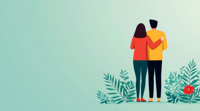 couple embraces surrounded by nature promoting mental health awareness - Powered by Adobe