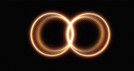 Festive glitter frame, circle, ring png. Festive circle, ring, frame, for cards, invitations, banners, advertisements. Neon frame, set of geometric frames. Vector png background with gold glowing line