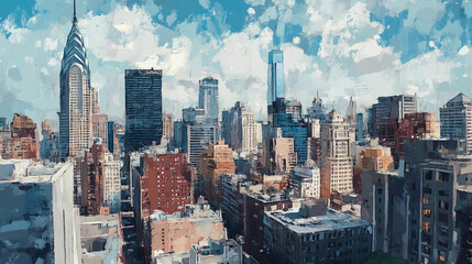 Obraz premium A painting of a cityscape with the name pennsylvania on it