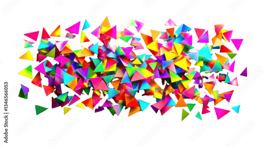 Poster colorful triangles floating on transparent background: a vibrant 3d render