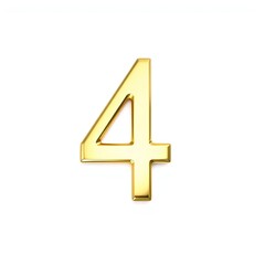 Obraz premium A golden metal numeral four against a white backdrop