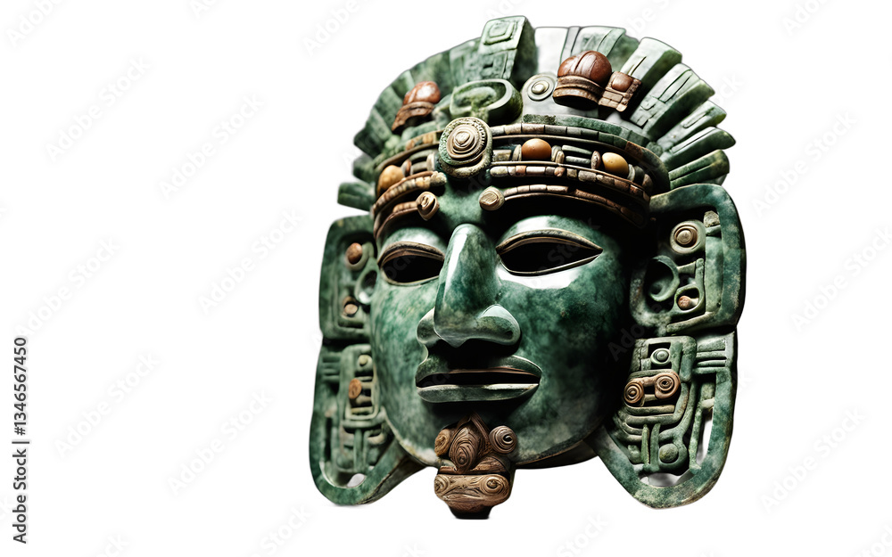 Aufkleber mayan ceremonial jade mask with intricate details isolated on a empty plain background