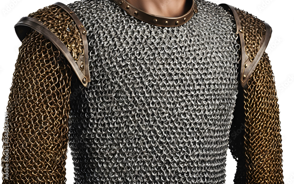 Poster medieval chainmail armor shirt isolated on a empty plain background