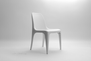 Obraz premium Modern Minimalist White Chair. A modern white chair in a minimalist studio setting, suitable for contemporary design and furniture catalogs.