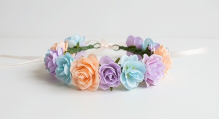 Pastel Flower Crown Headband, Floral Headpiece, Spring Wedding Hair Accessory