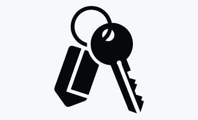 Keychain with house keys icon, real estate symbol, vector illustration