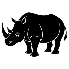 Fototapeta premium Black Rhino Vector Illustration Isolated on White Background
