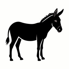 Fototapeta premium A silhouette of a horse and donkey standing together in a farm setting, illustrated in a simple and cartoonish style