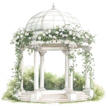 recommend clip art: Elegant garden gazebo illustration