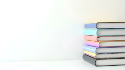 Stack of Colorful Books on White Background Reading and Study