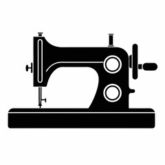 Vintage black sewing machine isolated on a white background