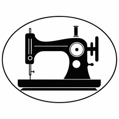 Vintage black sewing machine isolated on a white background